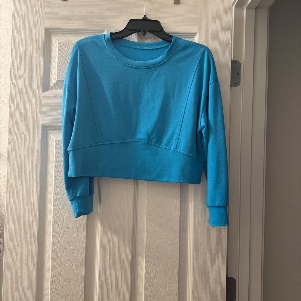 Blue Women's Cropped Sweatshirt
